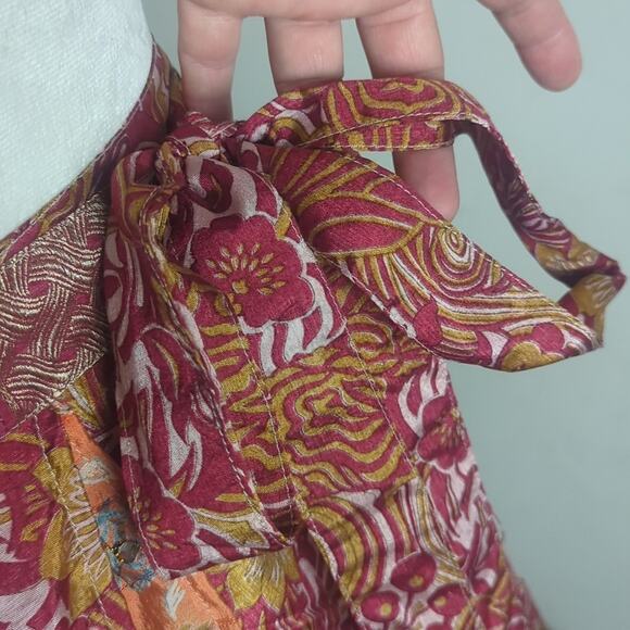 Whimsical Fairycore Recycled Silk Boho Embroidered Wrap Skirt Women's One size - Picture 4 of 11